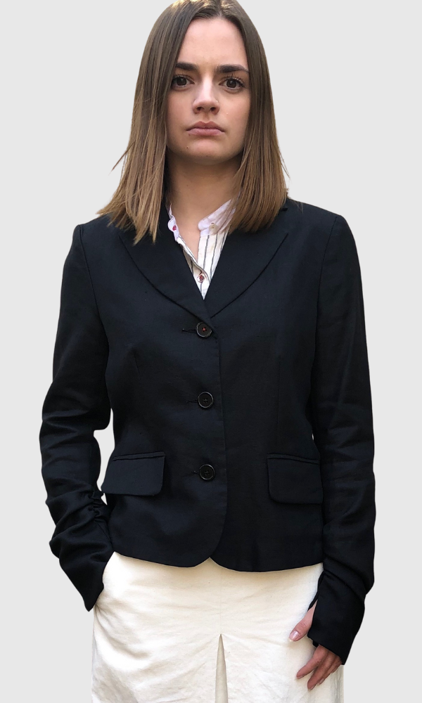 LIGHTWEIGHT WOOL JACKET WITH THUMB HOLES - BLACK