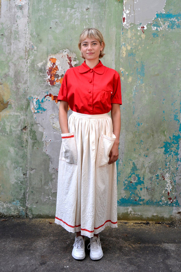 BIG PATCH POCKET SKIRT WITH WAIST ADJUSTERS - ECRU