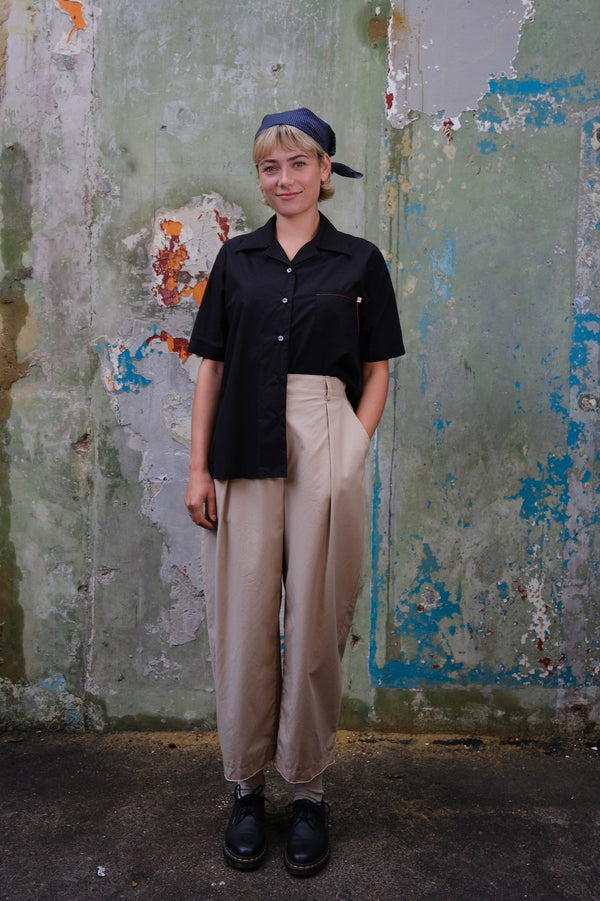 BIG PLEAT TROUSER: COTTON - STONE