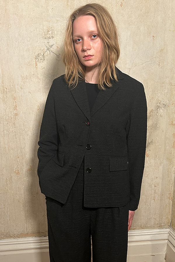 3-BUTTON WOOL JACKET - TEXTURAL CHARCOAL MÉLANGE