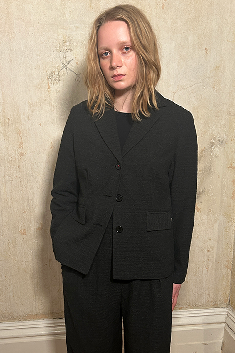 3-BUTTON WOOL JACKET: LIGHTWEIGHT WOOL MELANGE - CHARCOAL